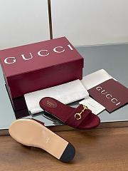 Gucci Horsebit GG Canvas Red Slides - 3