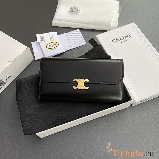 Celine Wallet Triomphe Black 19x10x3cm - 1