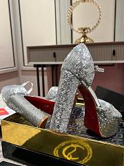 Christian Louboutin Sandaloo 130mm Silver Satin Heel - 4