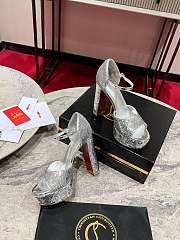 Christian Louboutin Sandaloo 130mm Silver Satin Heel - 2