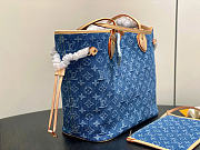 Louis Vuitton LV Neverfull MM Denim Blue 31x28x14cm - 5
