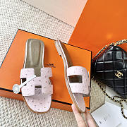 Hermes Oran Light Pink Ostrich Slides - 5