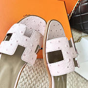 Hermes Oran Light Pink Ostrich Slides - 4