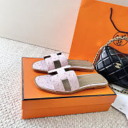 Hermes Oran Light Pink Ostrich Slides - 2