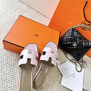 Hermes Oran Light Pink Ostrich Slides - 3