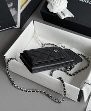 Chanel Phone Holder Crossbody Caviar Silver Black 18x9.5x3cm - 2