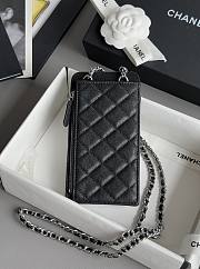 Chanel Phone Holder Crossbody Caviar Silver Black 18x9.5x3cm - 5