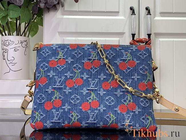 Louis Vuitton LV x TM Coussin PM Cherry Denim 26x20x12cm - 1