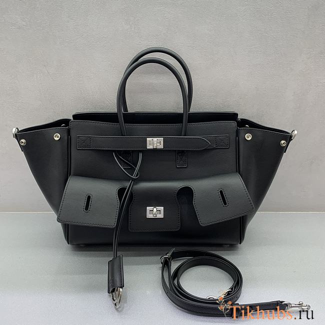 Balenciaga Bel Air Carry All Bag Small Black Silver 30cm - 1