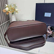 Prada Buckle Medium Leather Handbag With Belt Red Wine 32x23x11cm - 6