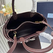 Prada Buckle Medium Leather Handbag With Belt Red Wine 32x23x11cm - 5