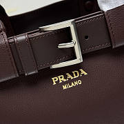 Prada Buckle Medium Leather Handbag With Belt Red Wine 32x23x11cm - 4