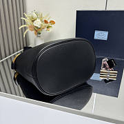 Prada Buckle Leather Bucket Bag Jeweled Belt Black 26.5x29x18cm - 3
