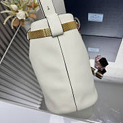 Prada Buckle Leather Bucket Bag Jeweled Belt White 26.5x29x18cm - 6