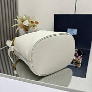 Prada Buckle Leather Bucket Bag Jeweled Belt White 26.5x29x18cm - 4