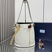 Prada Buckle Leather Bucket Bag Jeweled Belt White 26.5x29x18cm - 2