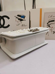 Chanel Leboy Bag Pearl Chevron White 25cm - 5