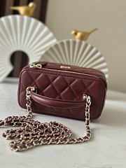 Chanel Handle Vanity Case Red Wine Bag 17x10x8cm - 3