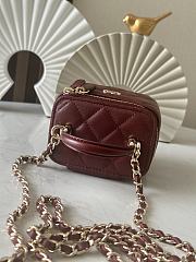 Chanel Mini Top Handle Vanity Red Wine Gold Lambskin 11x8.5x7cm - 5