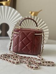 Chanel Mini Top Handle Vanity Red Wine Gold Lambskin 11x8.5x7cm - 3