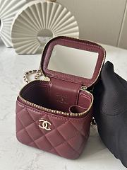Chanel Mini Top Handle Vanity Red Wine Gold Lambskin 11x8.5x7cm - 4