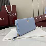 Gucci Bi-color GG Marmont Zip Around Wallet Blue 19x10.5x2cm - 5