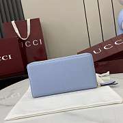 Gucci Bi-color GG Marmont Zip Around Wallet Blue 19x10.5x2cm - 4