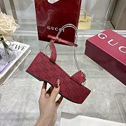 Gucci Women's Horsebit Flatform Sandal Red 7.5cm - 5