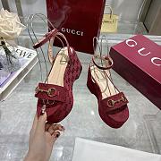 Gucci Women's Horsebit Flatform Sandal Red 7.5cm - 3