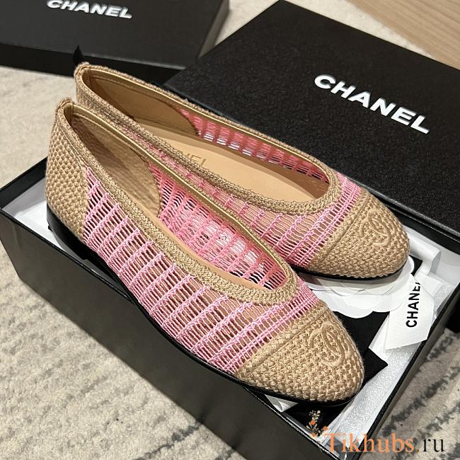 Chanel Flats Raffia Pink - 1