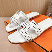 Hermes Oran Embroidered Calfskin Sandal White - 4