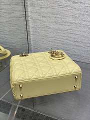Dior Small Lady Bag Yellow Lambskin 20cm - 3