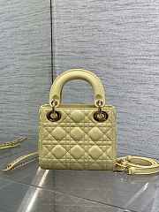 Dior Mini Lady Bag Yellow Lambskin 17cm - 4