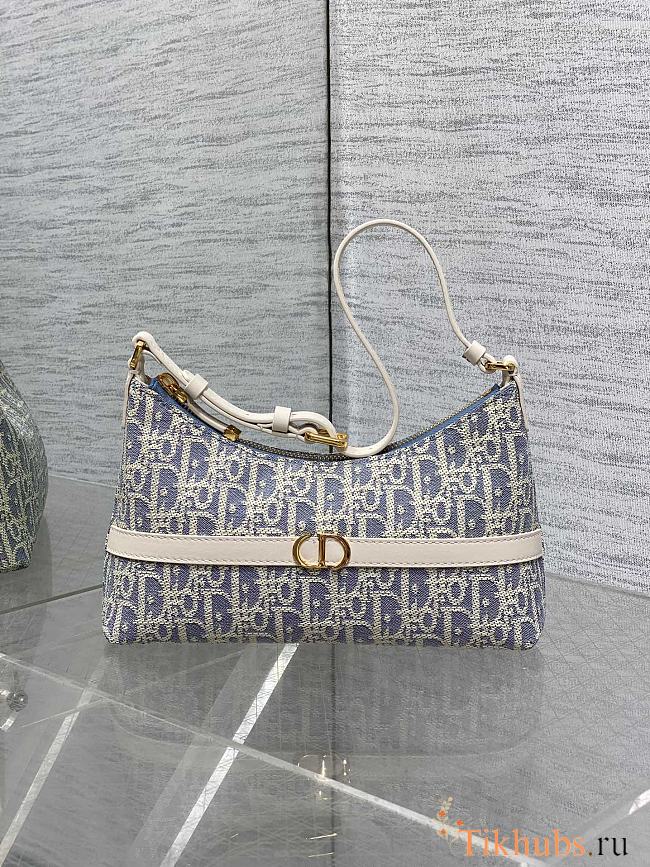 Dior 30 Montaigne Mini Hobo Shoulder Bag Blue Chambray 24x14x6.5cm - 1