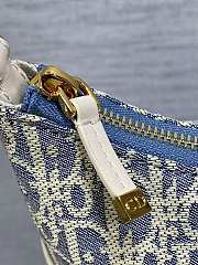 Dior 30 Montaigne Mini Hobo Shoulder Bag Blue Chambray 24x14x6.5cm - 6