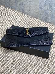 YSL Uptown Pouch In Crocodile Black Gold 27x16x2cm - 2