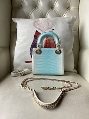 Dior Mini Lady Bag Lizard Blue White 17cm - 3