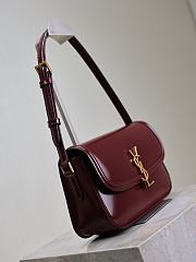 YSL Solferino Medium Box Red Wine Bag Gold 24.5x15x8.5cm - 6