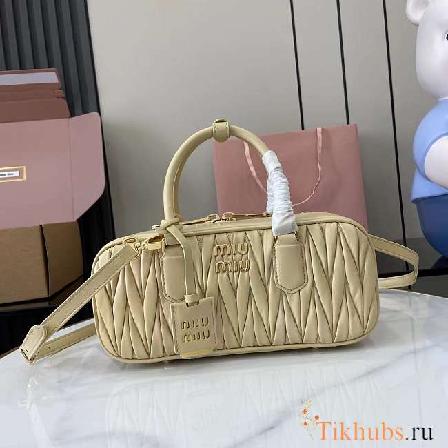 Miu Miu Arcadie Nappa Leather Tote Bag Cream 27x12x9cm - 1