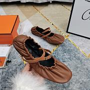 Hermes Jolly Ballet Brown Flats - 4