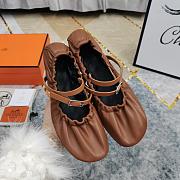 Hermes Jolly Ballet Brown Flats - 3