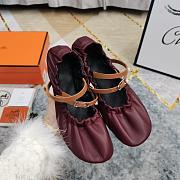 Hermes Jolly Ballet Red Wine Flats - 5