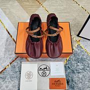 Hermes Jolly Ballet Red Wine Flats - 3