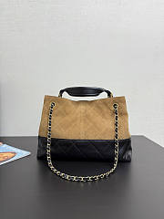 Chanel 25A Hobo Bag Tan Suede Black 35x24x12cm - 5