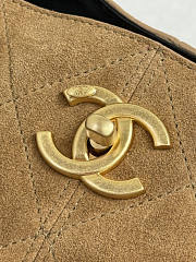 Chanel 25A Hobo Bag Tan Suede Black 35x24x12cm - 2