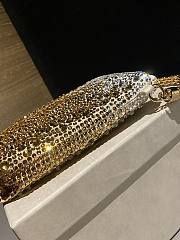 Jimmy Choo Callie Gold Satin Bag Crystals 24x20x3.5cm - 5
