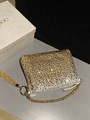 Jimmy Choo Callie Gold Satin Bag Crystals 24x20x3.5cm - 4