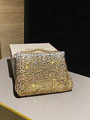Jimmy Choo Callie Gold Satin Bag Crystals 24x20x3.5cm - 3