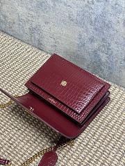YSL Sunset Bag Red Wine Crocodile Gold 22x16x8cm - 4