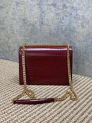 YSL Sunset Bag Red Wine Crocodile Gold 22x16x8cm - 3